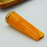 Art Deco Boxed 9ct Gold & Block Amber Large Cigar Holder Antique Birmingham