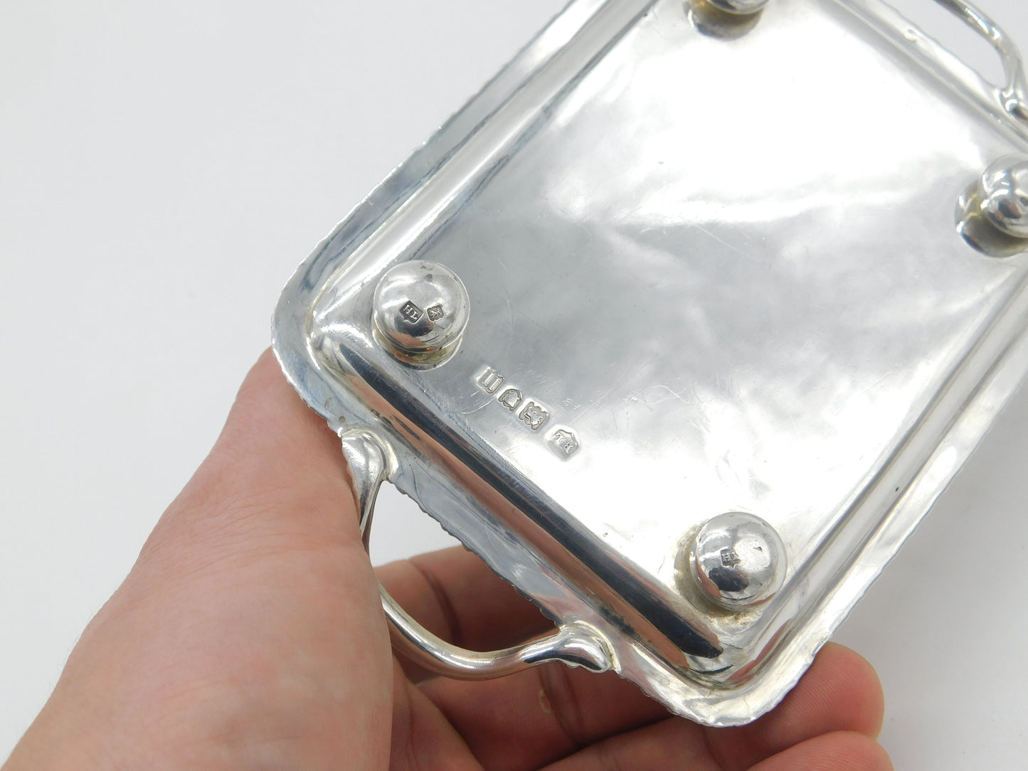 Edwardian Sterling Silver Toast Rack with Integrated Crumb Tray 1908 London