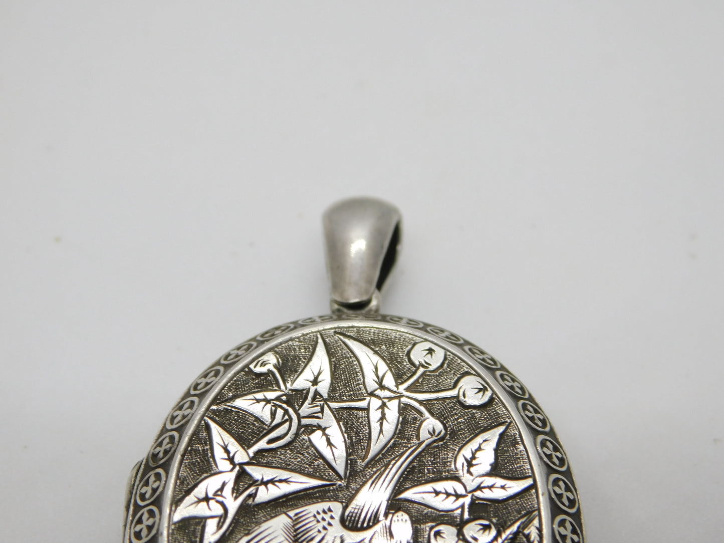 Victorian Sterling Silver Aesthetic Mourning Locket 1879 Antique Birmingham