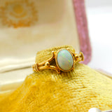 Victorian 18ct Yellow Gold & Cabochon Fire Opal Band Ring Antique c1890