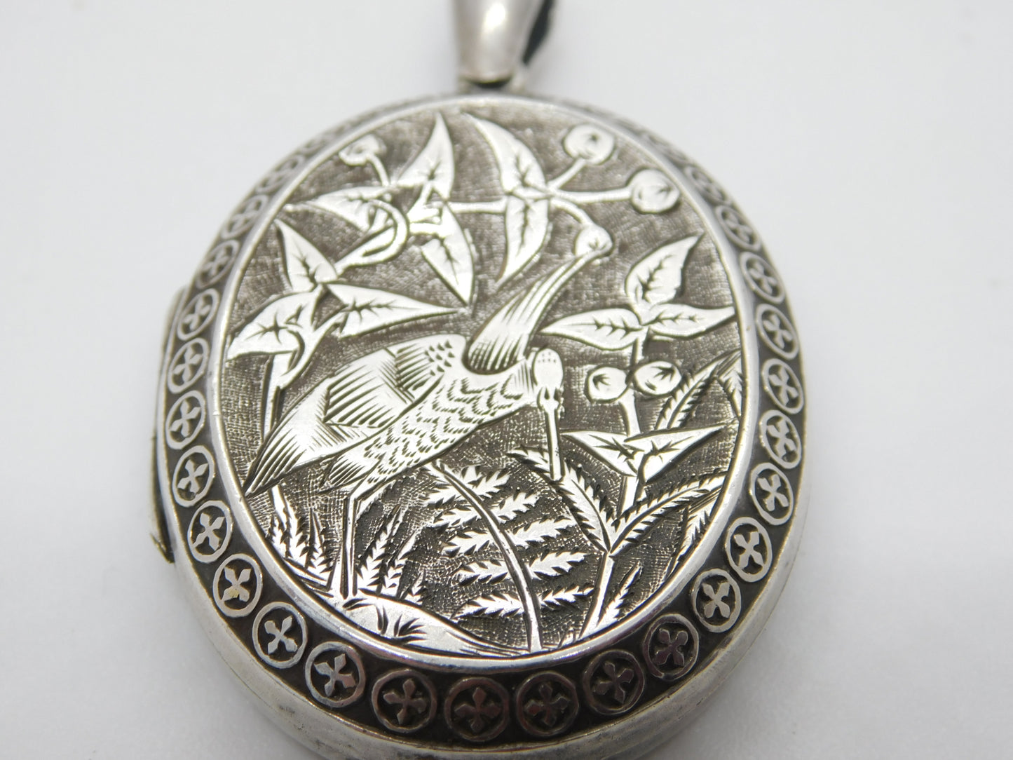 Victorian Sterling Silver Aesthetic Mourning Locket 1879 Antique Birmingham