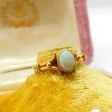 Victorian 18ct Yellow Gold & Cabochon Fire Opal Band Ring Antique c1890