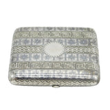 19th Century Russian .875 Silver Niello Enamel Cigarette Case Antique 1893 Moscow