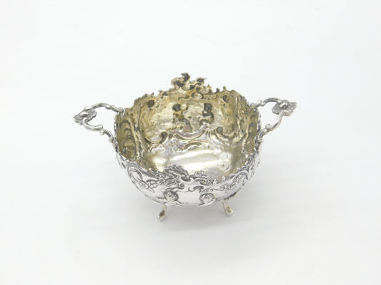 Hanau Sterling Silver Art Nouveau Pattern Sugar Bowl Antique c1860 German