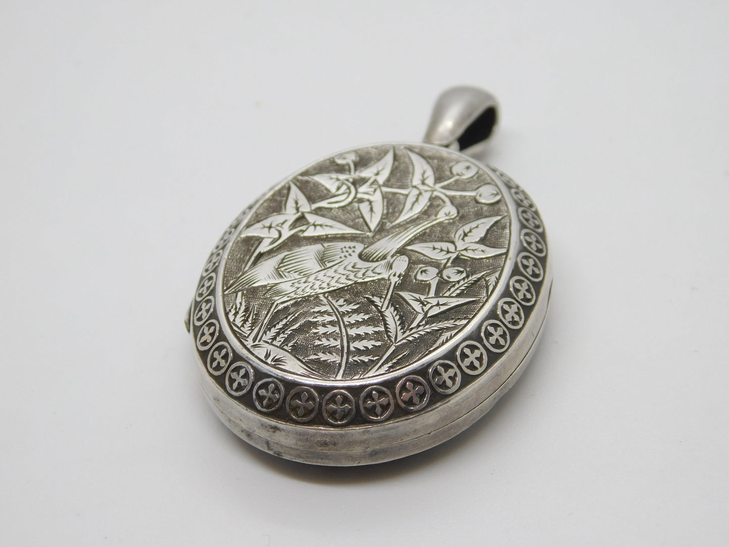 Victorian Sterling Silver Aesthetic Mourning Locket 1879 Antique Birmingham