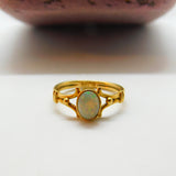Victorian 18ct Yellow Gold & Cabochon Fire Opal Band Ring Antique c1890