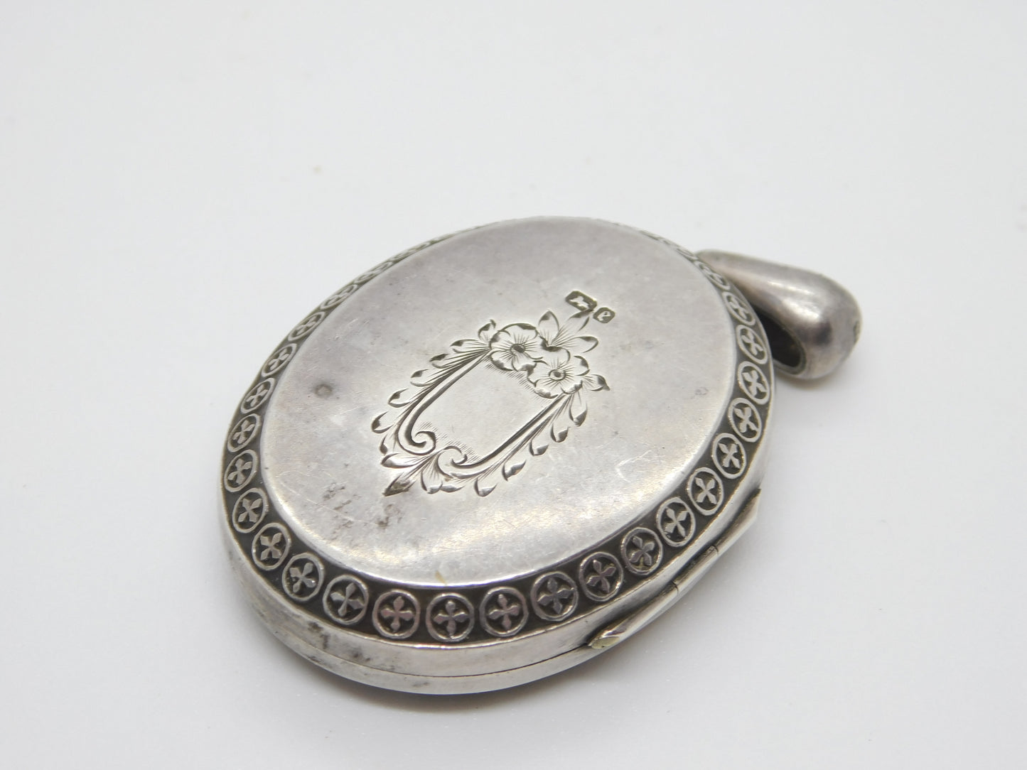 Victorian Sterling Silver Aesthetic Mourning Locket 1879 Antique Birmingham