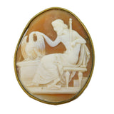 Victorian Gold Plated Carved Shell Cameo Zeus & the Eagle Antique c1860
