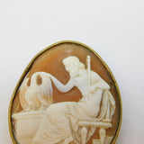 Victorian Gold Plated Carved Shell Cameo Zeus & the Eagle Antique c1860