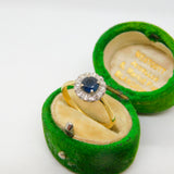 18ct Yellow Gold, Sapphire & Diamond Floral Cluster Ring Antique c1930 Art Deco