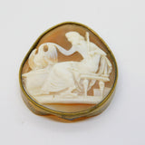 Victorian Gold Plated Carved Shell Cameo Zeus & the Eagle Antique c1860