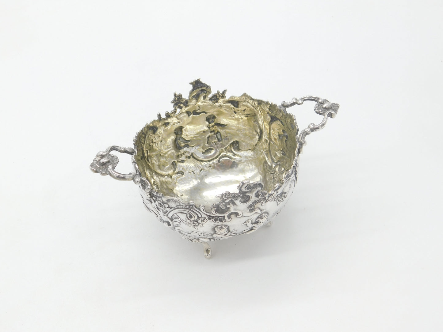 Hanau Sterling Silver Art Nouveau Pattern Sugar Bowl Antique c1860 German