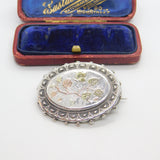 Victorian 9ct Gold on Sterling Silver Floral Aesthetic Brooch Antique c1880