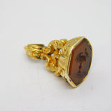 Georgian 9ct Gold Cased Carved Agate Pliny Doves Intaglio Fob Seal Antique