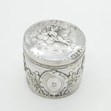 Victorian Sterling Silver Floral & Cherub Pattern Trinket Box Antique 1894 Birmingham