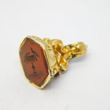 Georgian 9ct Gold Cased Carved Agate Pliny Doves Intaglio Fob Seal Antique