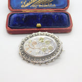 Victorian 9ct Gold on Sterling Silver Floral Aesthetic Brooch Antique c1880
