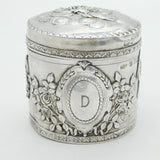 Victorian Sterling Silver Floral & Cherub Pattern Trinket Box Antique 1894 Birmingham