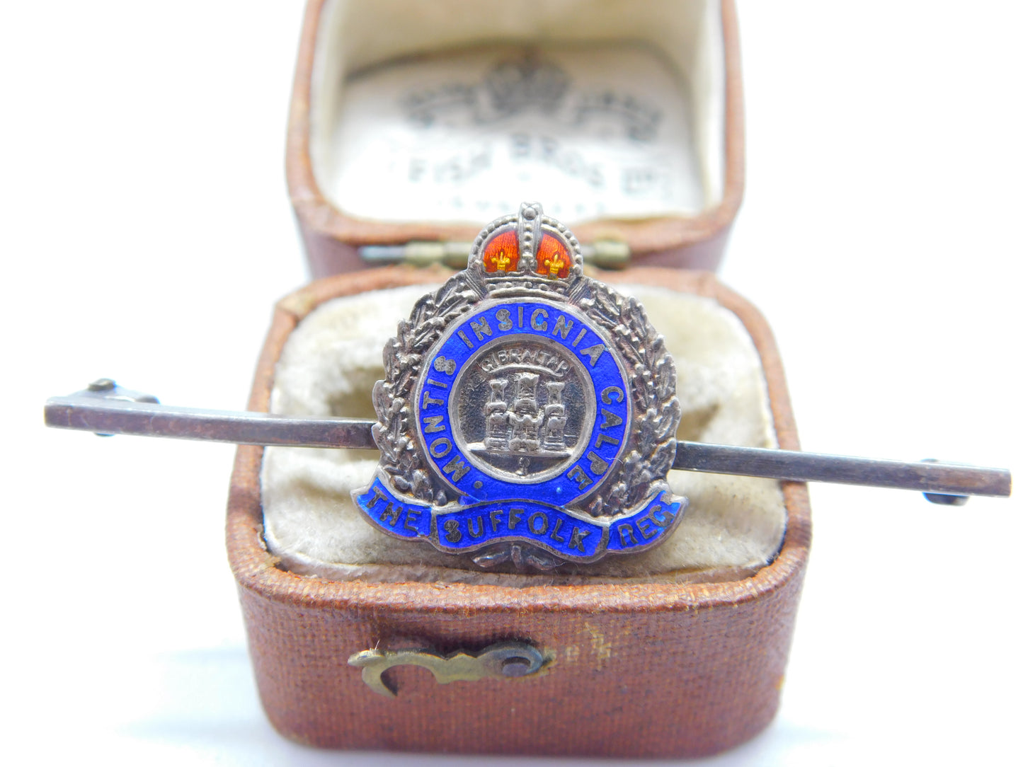 WWII-era Sterling Silver & Enamel Suffolk Regiment Sweetheart Brooch Antique