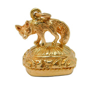 9ct Yellow Gold Standing Fox Carnelian Agate Set Fob Seal Vintage 1958 Birmingham