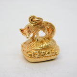 9ct Yellow Gold Standing Fox Carnelian Agate Set Fob Seal Vintage 1958 Birmingham