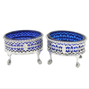 George III Sterling Silver Pair of Pierced Salt Cellars Antique 1774 London