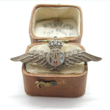 WWII-era Sterling Silver RAF Wings Sweetheart Brooch Antique c1940