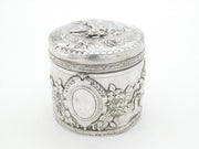 Victorian Sterling Silver Floral & Cherub Pattern Trinket Box Antique 1894 Birmingham