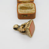 Victorian Rolled Gold Fox Mask & Running Hound Carnelian Fob Seal c1860 Antique