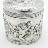 Victorian Sterling Silver Floral & Cherub Pattern Trinket Box Antique 1894 Birmingham