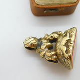 Victorian Rolled Gold Fox Mask & Running Hound Carnelian Fob Seal c1860 Antique