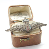 WWII-era Sterling Silver RAF Wings Sweetheart Brooch Antique c1940