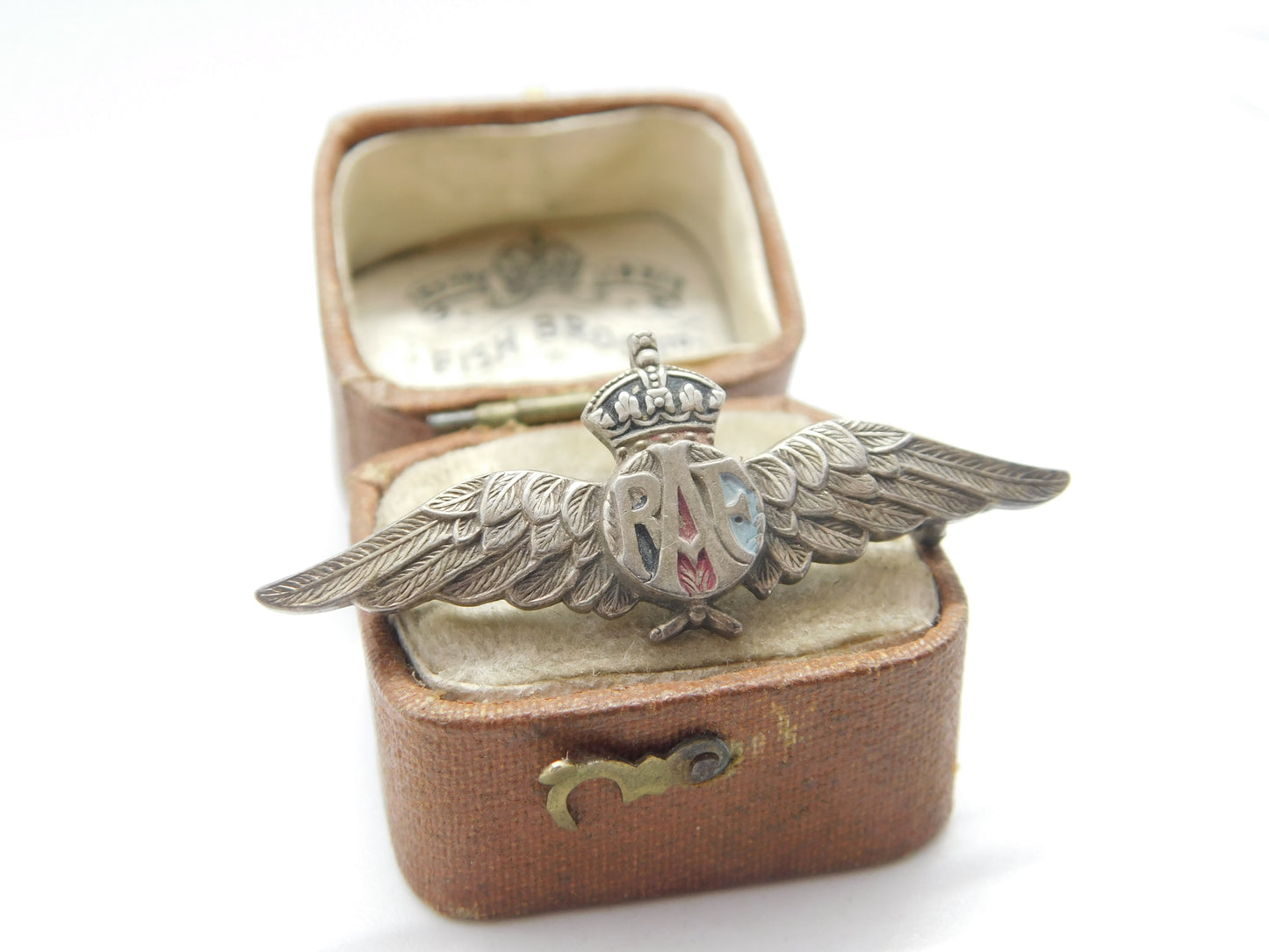 WWII-era Sterling Silver RAF Wings Sweetheart Brooch Antique c1940