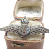 WWII-era Sterling Silver RAF Wings Sweetheart Brooch Antique c1940