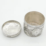Victorian Sterling Silver Floral & Cherub Pattern Trinket Box Antique 1894 Birmingham