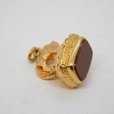 9ct Yellow Gold Standing Fox Carnelian Agate Set Fob Seal Vintage 1958 Birmingham