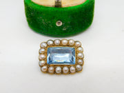 George IV 15ct Gold, Pearl & Blue Paste Mourning Brooch Antique c1830