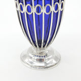 Victorian Sterling Silver Blue Glass Lined Sugar Caster 1900 London Antique