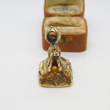 Victorian Rolled Gold Fox Mask & Running Hound Carnelian Fob Seal c1860 Antique