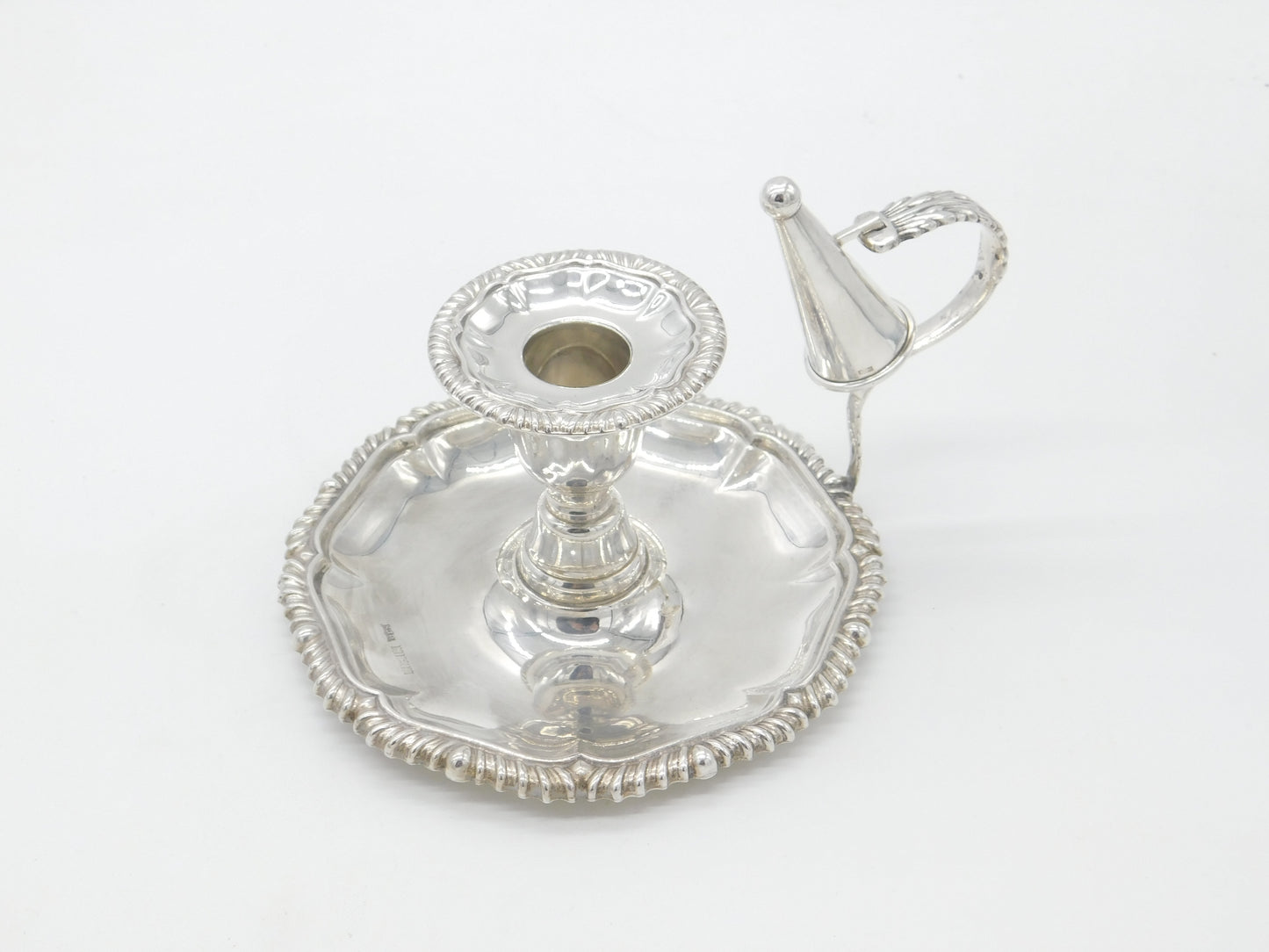 Georgian Style Sterling Silver Chamberstick Vintage 1974 Birmingham