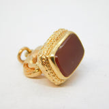 9ct Yellow Gold Standing Fox Carnelian Agate Set Fob Seal Vintage 1958 Birmingham