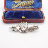 Victorian 9ct Gold & Sterling Silver Ivy Leaf Sweetheart Brooch 1895 Chester