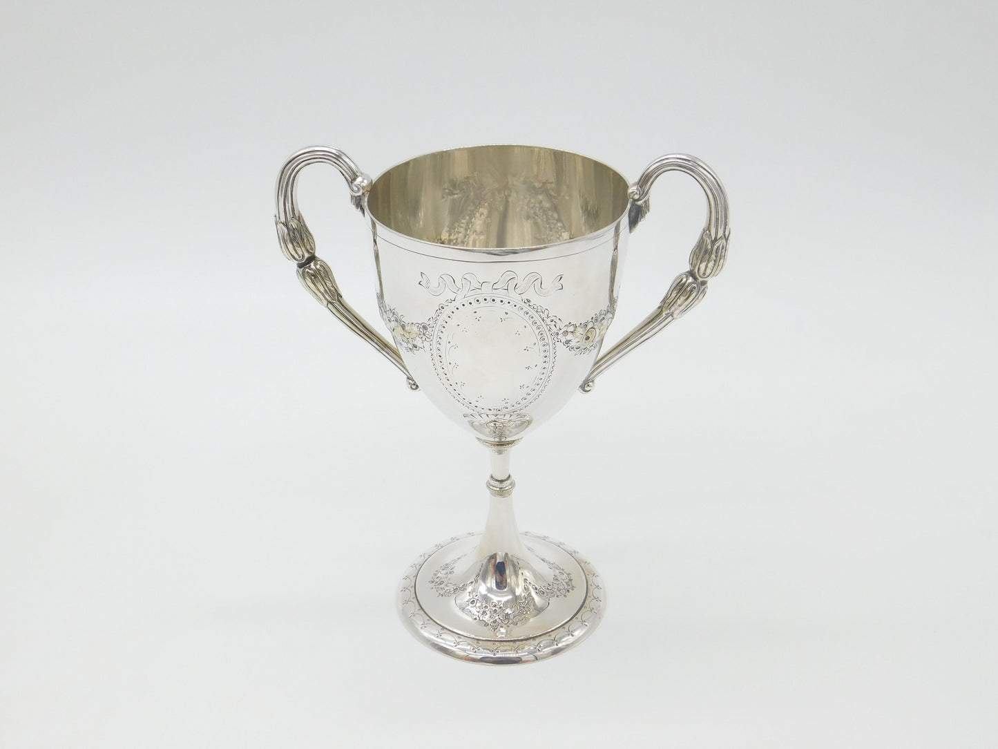 Victorian Silver Plated Two-Handled Floral Trophy Cup Antique c1900 Un-Engraved