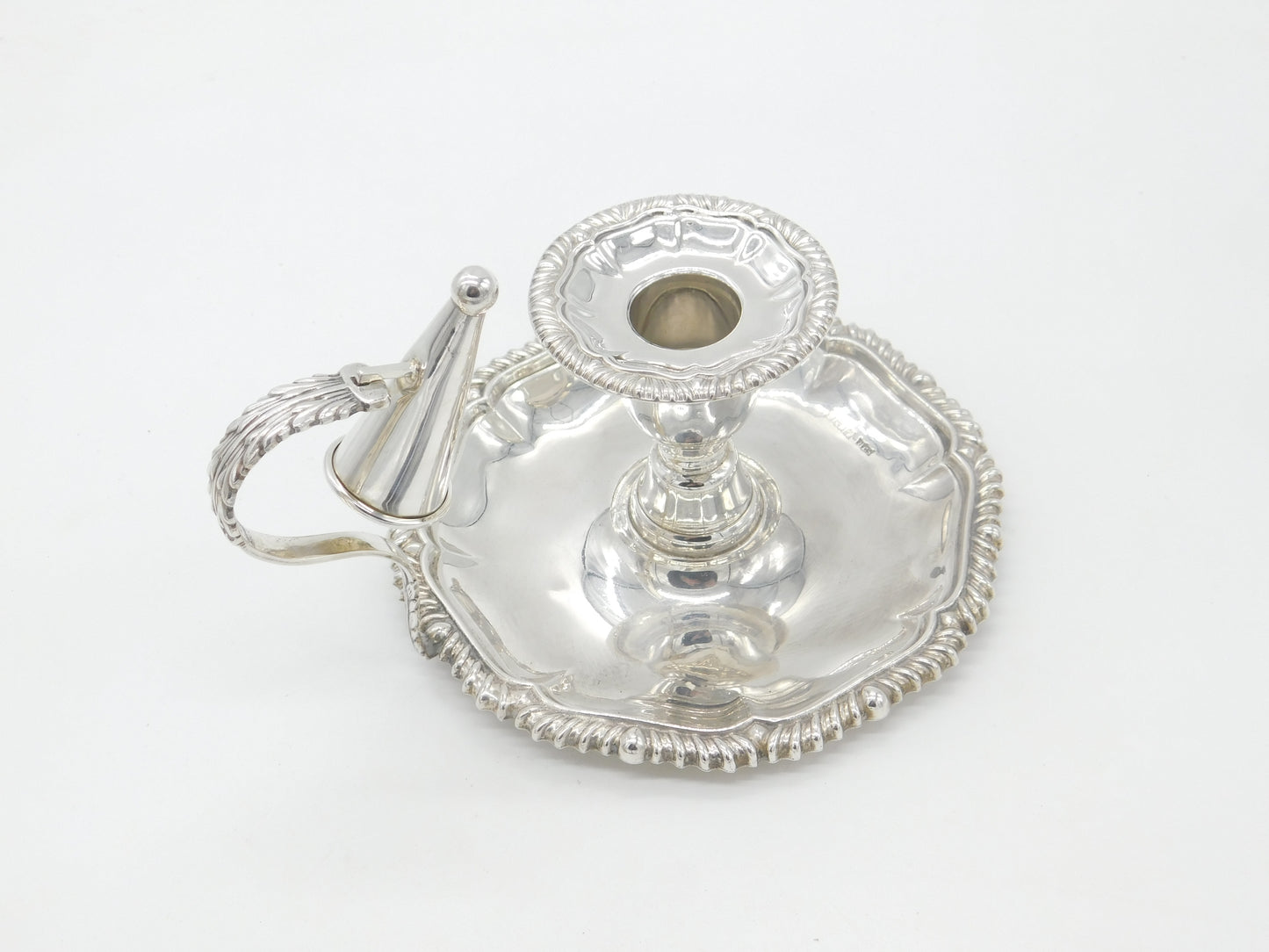 Georgian Style Sterling Silver Chamberstick Vintage 1974 Birmingham