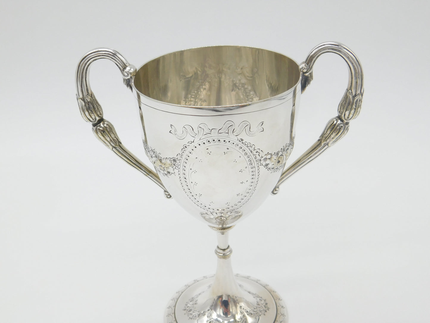 Victorian Silver Plated Two-Handled Floral Trophy Cup Antique c1900 Un-Engraved