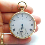 Omega 15-Jewel Gold Plated Open Face Pocket Watch Dennison Case c1935