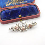 Victorian 9ct Gold & Sterling Silver Ivy Leaf Sweetheart Brooch 1895 Chester