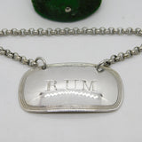 Victorian Sterling Silver Bright Cut Rum Decanter Label Antique 1853 Sheffield
