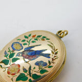 Victorian 9ct Gold Back & Front Enamel Swallow Sweetheart Locket Antique c1880