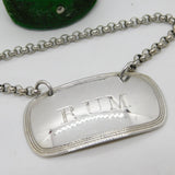 Victorian Sterling Silver Bright Cut Rum Decanter Label Antique 1853 Sheffield